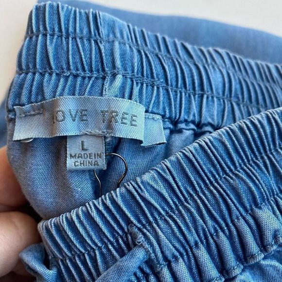 New (NWOT) Love tree Blue denim Chambray Cargo joggers Pockets Sz Large Tencil - Picture 8 of 9